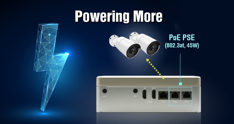 The BOXER-8223/8233/8253AI features two PoE PSE (Power Supply